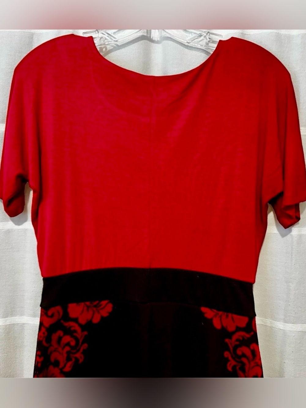 VENUS Colorblock Floral Damask Sheath Bodycon Dress Red Black - Size Small - Picture 6 of 13